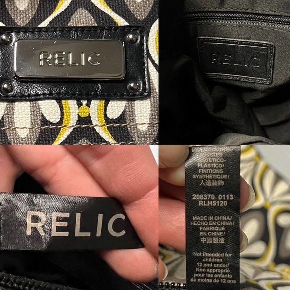 Relic Women's Black, Cream, Gray & Yellow Canvas & Faux Leather Crossbody Bag999 - Picture 11 of 11